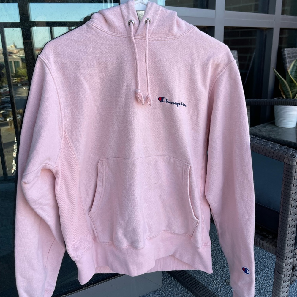 CHAMPION Pink Reverse Weave Hoodie SMALL